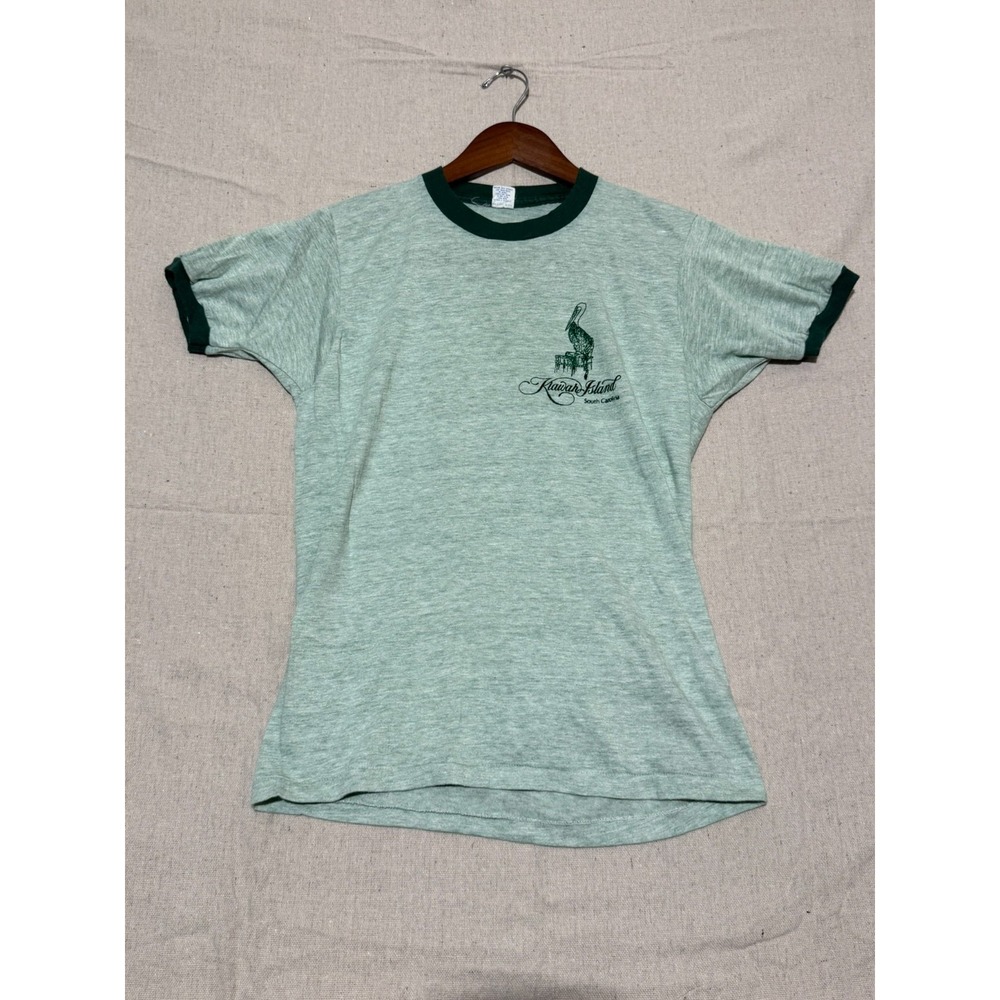 Vintage 70s 80s Kiawah Island South Carolina Ringer T Shirt Single Stitch Small